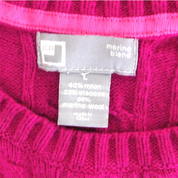 JCP Merino Wool Blend Scoop Neck Cable Sweater - Picture 5 of 10